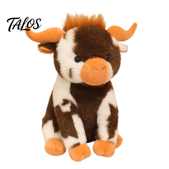 Comfort Companion Doll Highland Cow Stuffed Animal Toy, Soft Plush Scottish Cattle Doll, Cute Sitting Calf Decor Farm Present for Adults Kids
