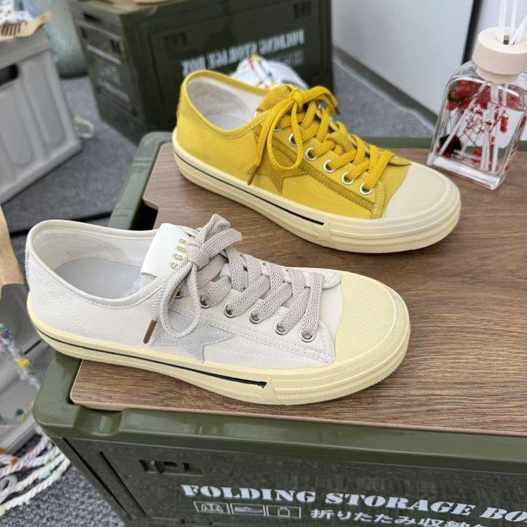 Retro round head low top versatile star casual sports board shoes spring and autumn women's canvas shoes 2025 new women's shoes