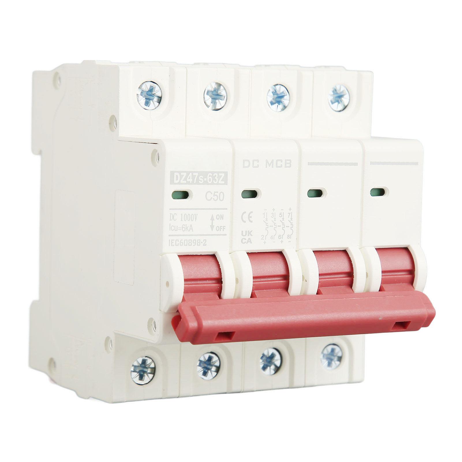 

4P Small Circuit Breaker 6000A Breaking Capacity Solar PV System Mini Circuit Breaker DC1000V 50A