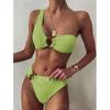 Women's Sexy One-Shoulder Split Swimsuit: Solid Color, Tight-Fitting Bikini Accessory