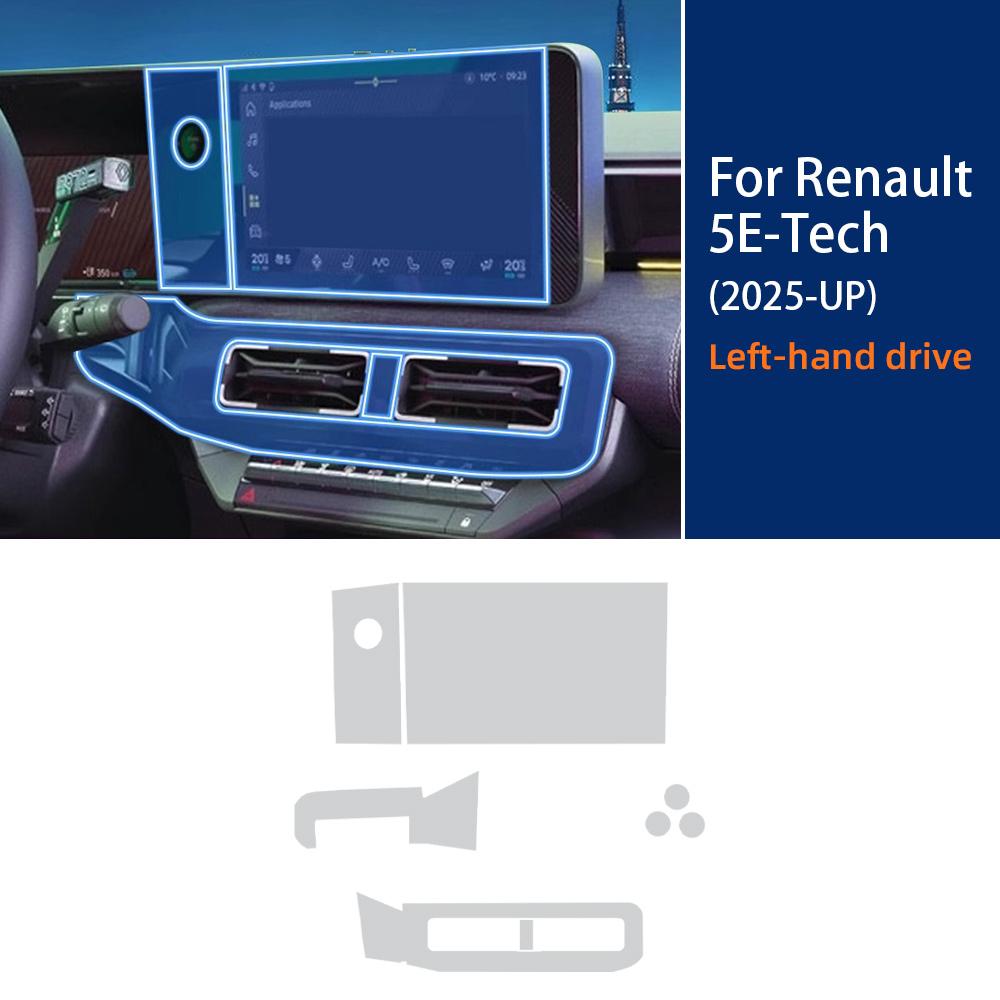 

For Renault 5 E-Tech 2026 2025 Accessories Interior Film Transparent TPU Gear Panel Navigation Center Console PPF Protection for 5 E-Tech