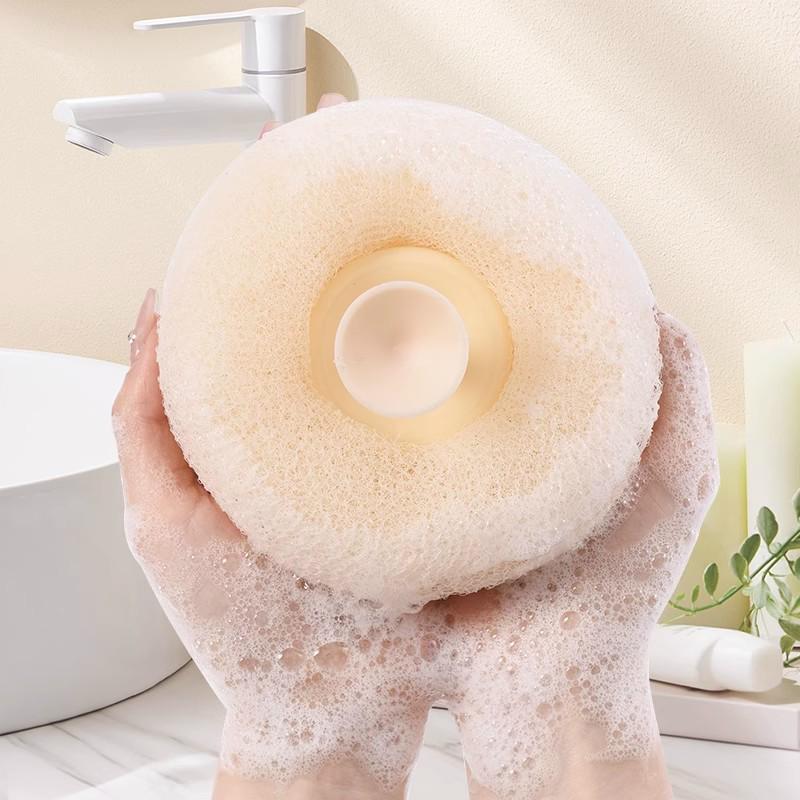 Suction Cup Bath Ball: Non-Dispersing Bath Flower for Gentle Rubbing & Massage - Cute, Soft Foaming Bath Towel
