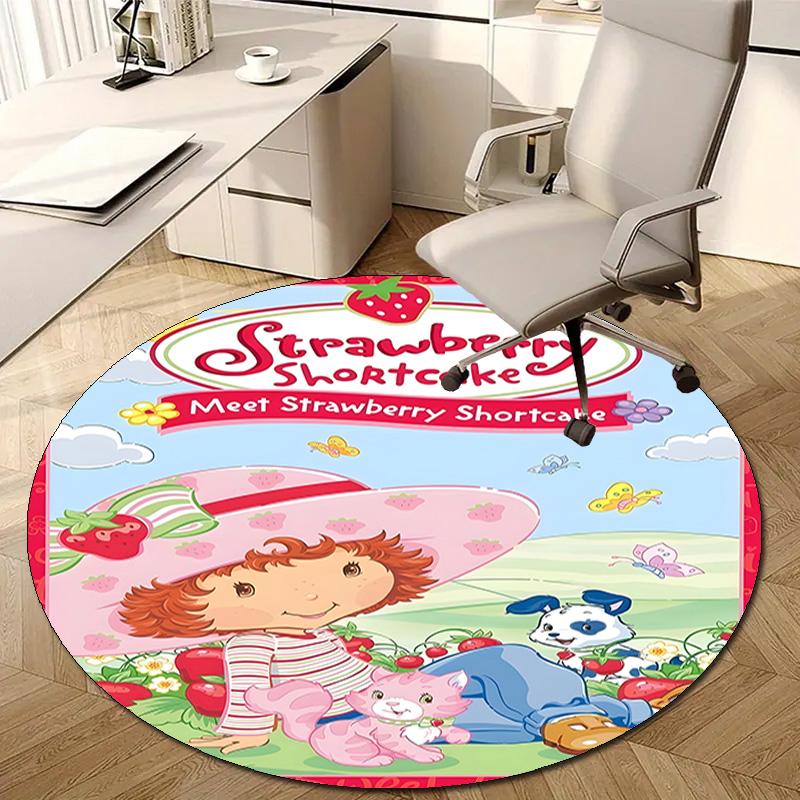 1pc Strawberry Princess3 Design Printed Area Round Carpet for Bedroom Living Room Home Decor Rugs Mat Non Slip Mat Rug for Bedside