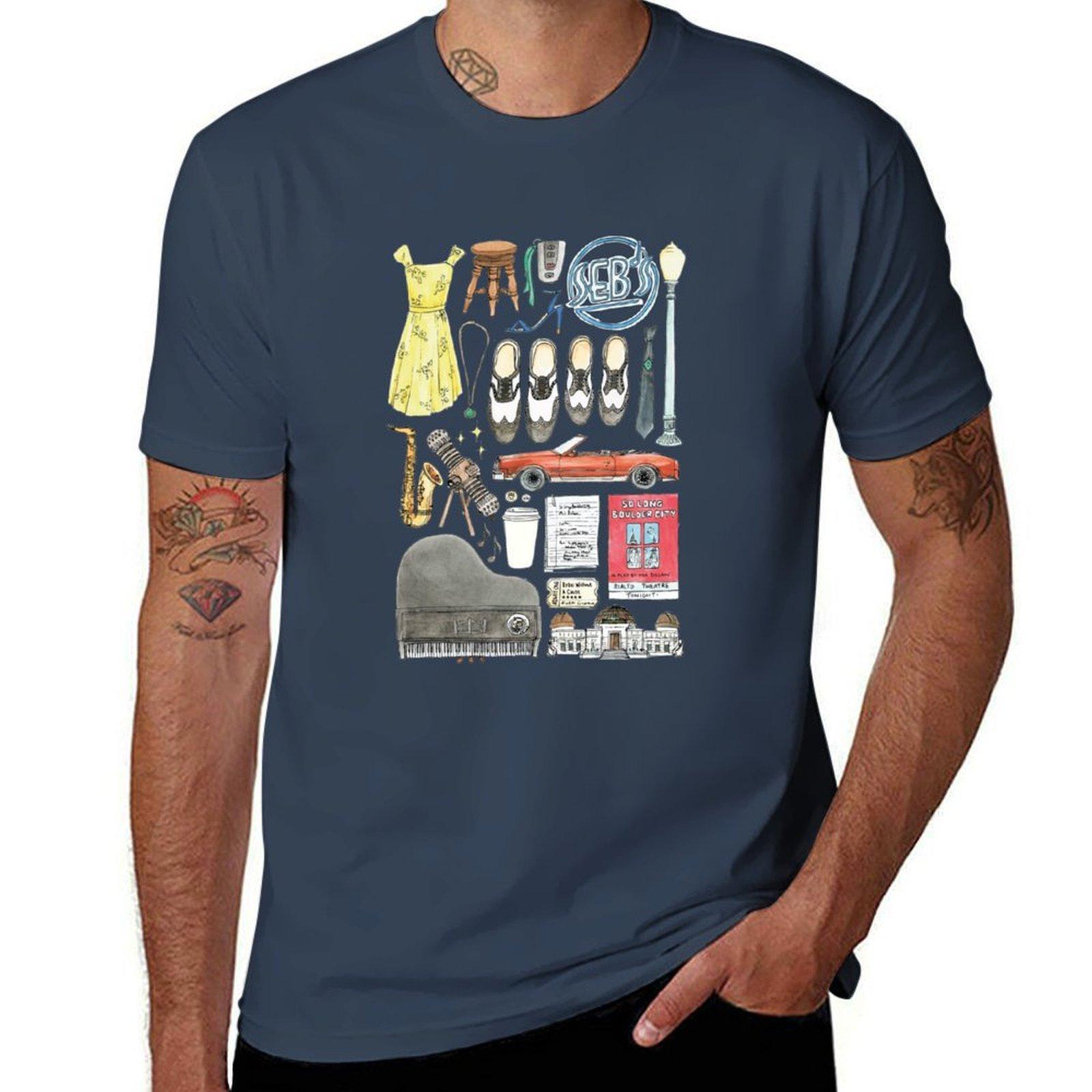 La La Land Illustration Jazz Saxophone Music Musical Tshirt Large Size Casual Tee Shirt S