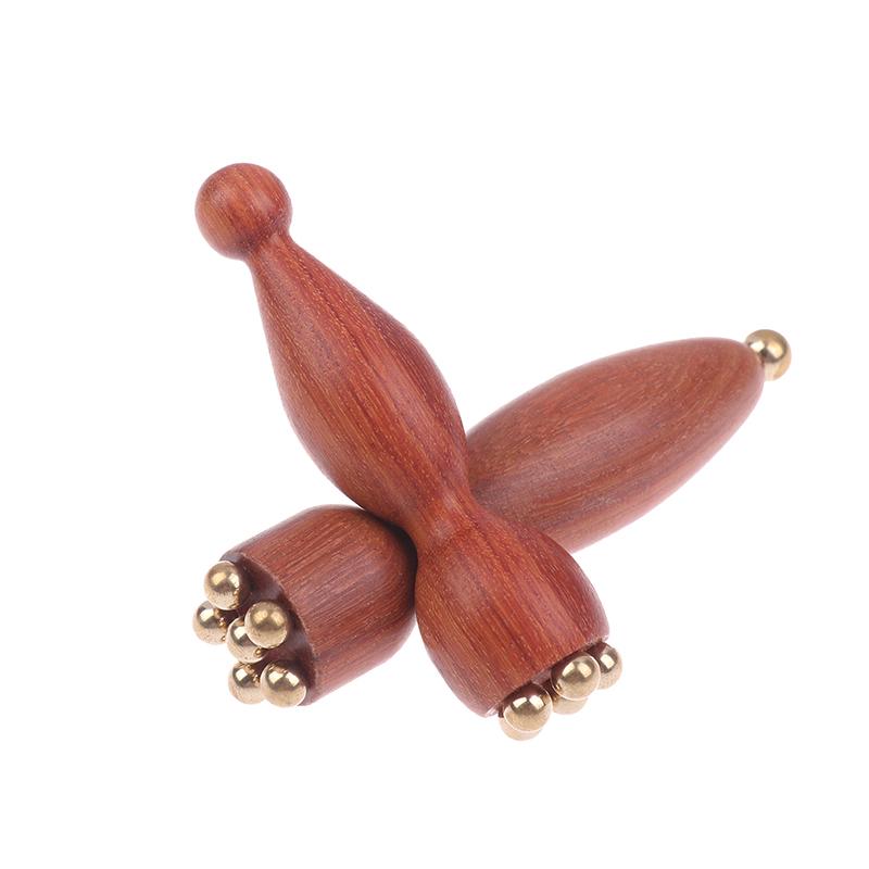 Instrument portabil pentru Gua Sha facial din alamă și lemn de trandafir, pentru frumusețe, cu semințe de lotus, pentru relaxarea ochilor, puncte meridianale, acupunctură