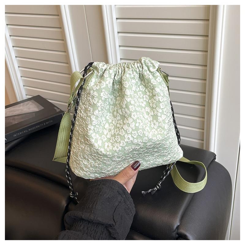 New handbag lazy wind one shoulder oblique bucket bag women's leisure summer floral small square bag