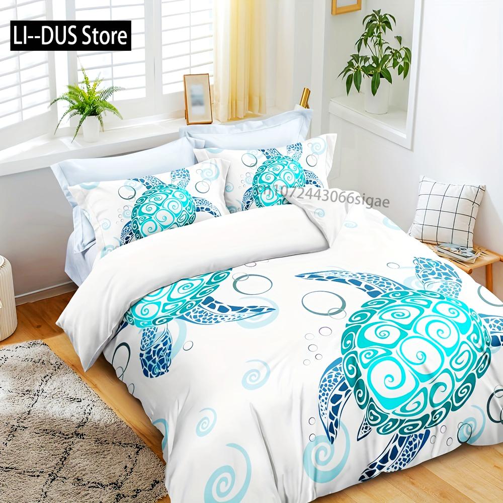 

3-Piece Turtle Print Duvet Cover Set Luxurious Softness Hypoallergenic & Breathable Eye-Catching Design For Bedrooms Rooms 135x200cm