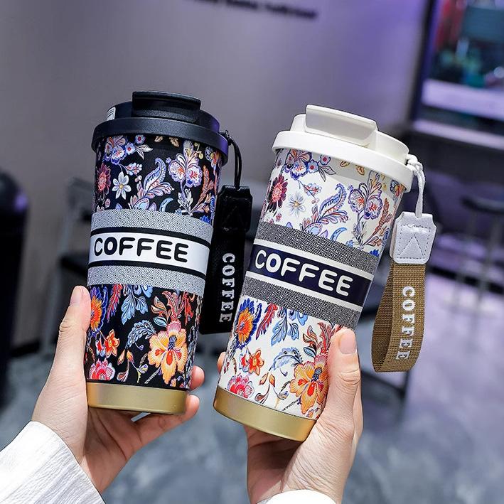 Internet Celebrity Stainless Steel Lily of the Valley Cup Portable Cup Cover Milk Tea Cup Matching Water Cup Anti-scalding