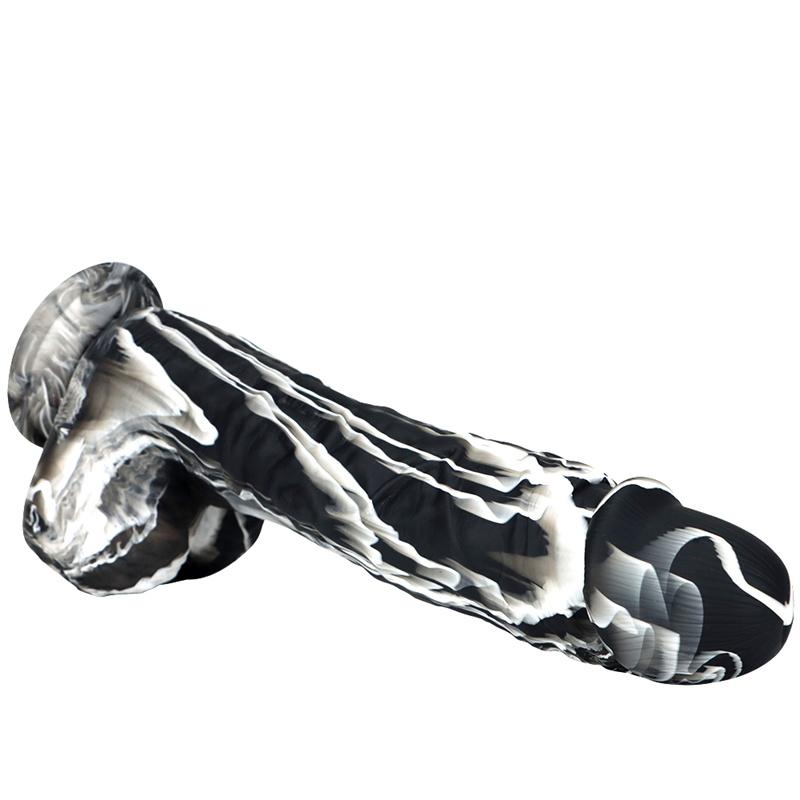 Female Masturbator Simulation Phallus Female Sex Supplies Black and White Silicone Super Soft Dildo Extra Thick Sex Toys
