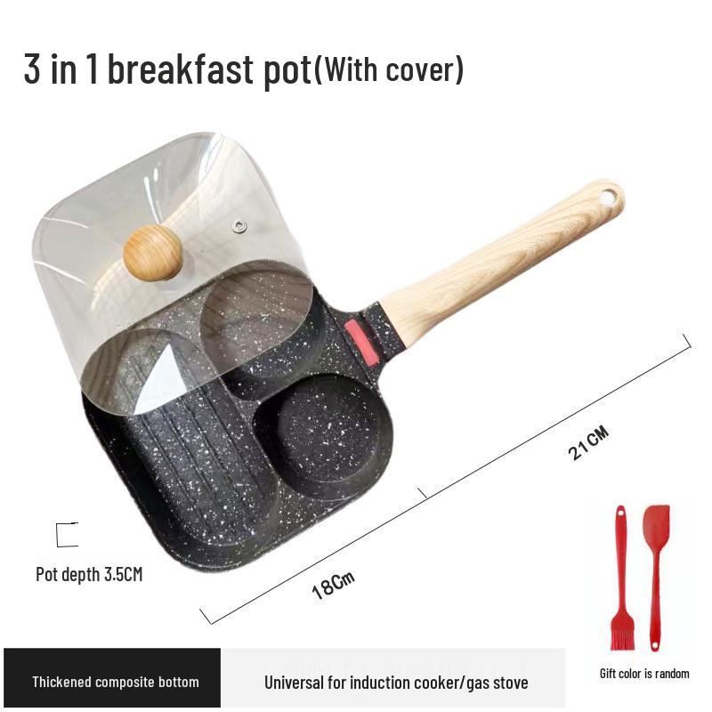 

Сковорода для омлета «три в одном» с антипригарным покрытием: Идеально подходит для яиц, гамбургеров, завтраков и стейков.