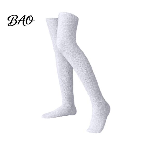 Fleece Thigh High Socks 1 Pair Fuzzy for Women, Long Soft Fluffy Stockings Leg Warmer, Thickened Plush Over The Knee Stockings, Winter Boot
