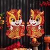 1 Pair 3D Horse Year Door Sticker Flocking Zodiac Horse Windows Decals  Year of The Horse