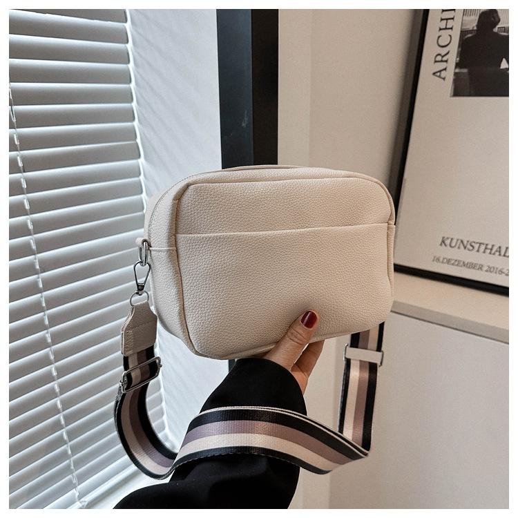 Nuova Borsa a Tracolla Multi-strato Donna Colore Unico Borsa a Spalla con Cinturino Largo in Pelle PU Vintage