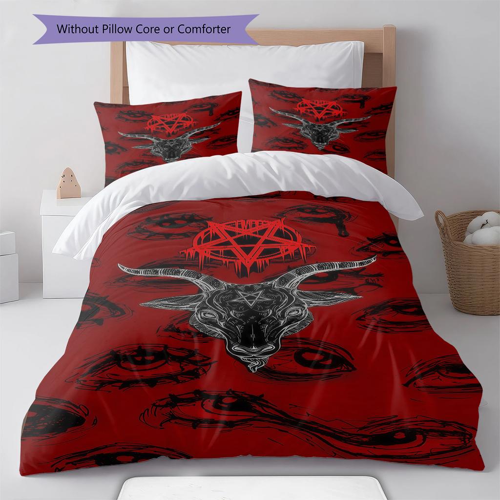 Satan Symbol Pattern Bedding,Quilt Set Quilt Cover Pillowcase Home Birthday Gift (1 * duvet cover + 2 * pillowcase, without core)