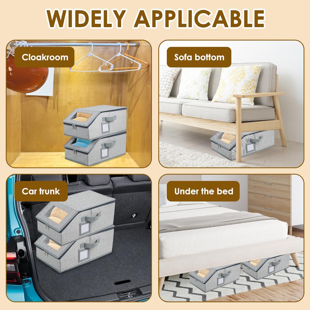 2 Pcs Stackable Hat Storage with Lid and Clear Window  Large Capacity Hat Organizer Total Holds Up to 24 Caps for Home Storage