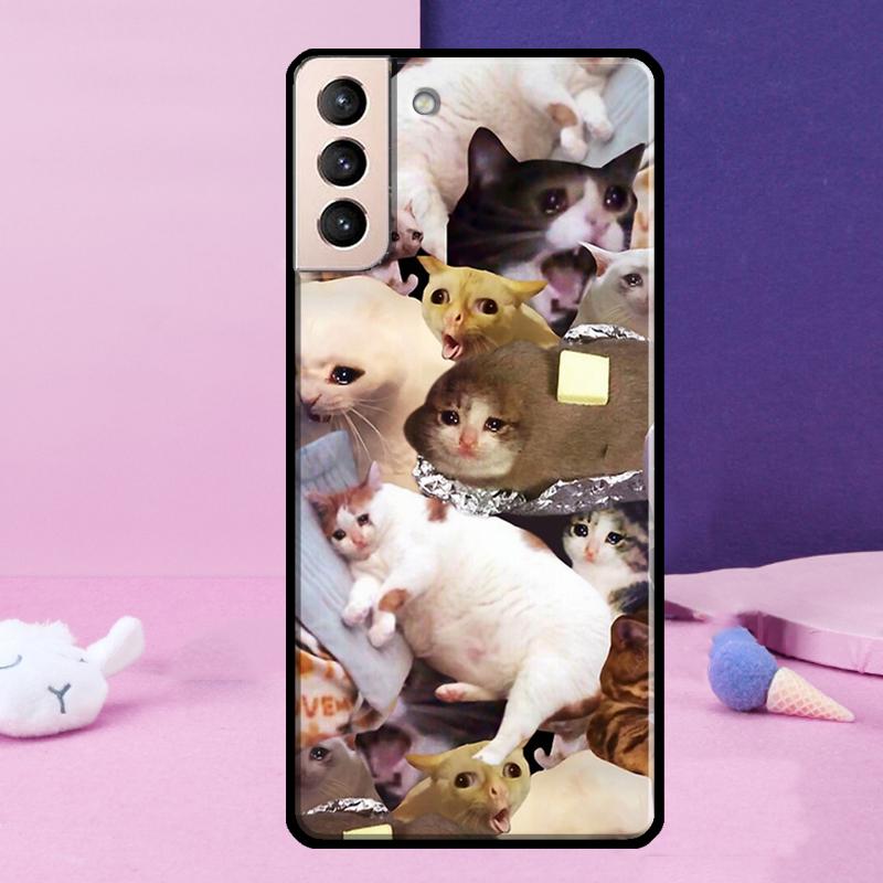 Crying Cat Memes And Dog Phone Case For Samsung Galaxy S25 Ultra S24 Ultra S9 S10 S20 S21 S22 Plus S23 S24 FE Cover