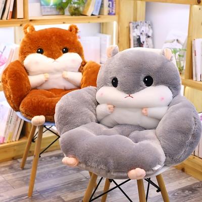 Cute Seat Cushion Hamster Shape Lazy Sofa, Cozy Warm Skin-Friendly Plush Office Chair Pads, Integrated Thickened Reading Pads
