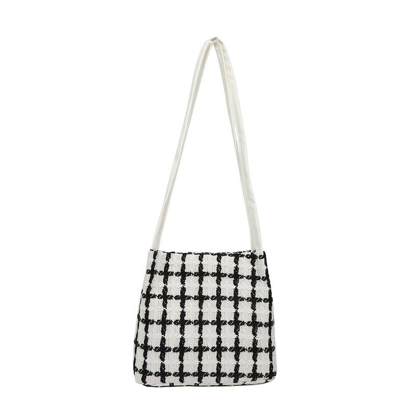 

Bag Women s Spring New Trendy Simple Fashion Atmospheric Underarm Bag Portable Checked Large Bag білий