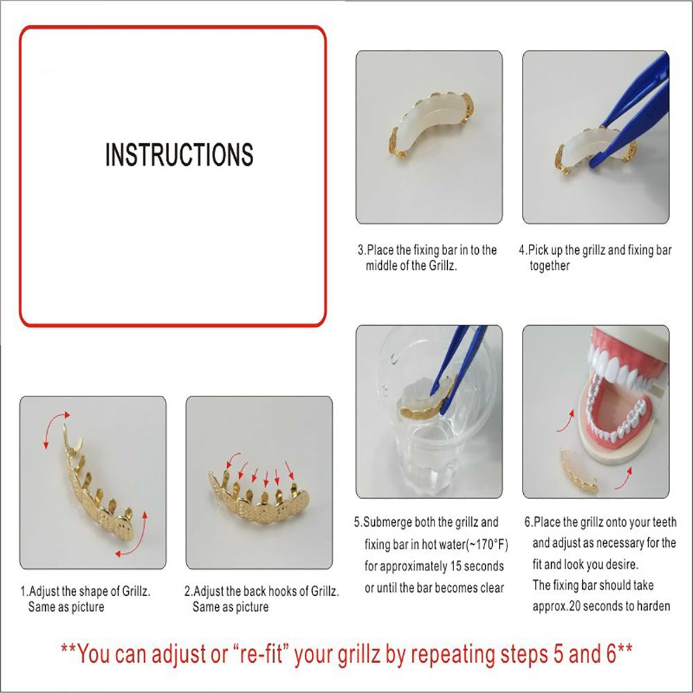 1Pair Silver Plated Bling Bling Cubic Zirconia Top & Bottom Mouth Teeth Cover