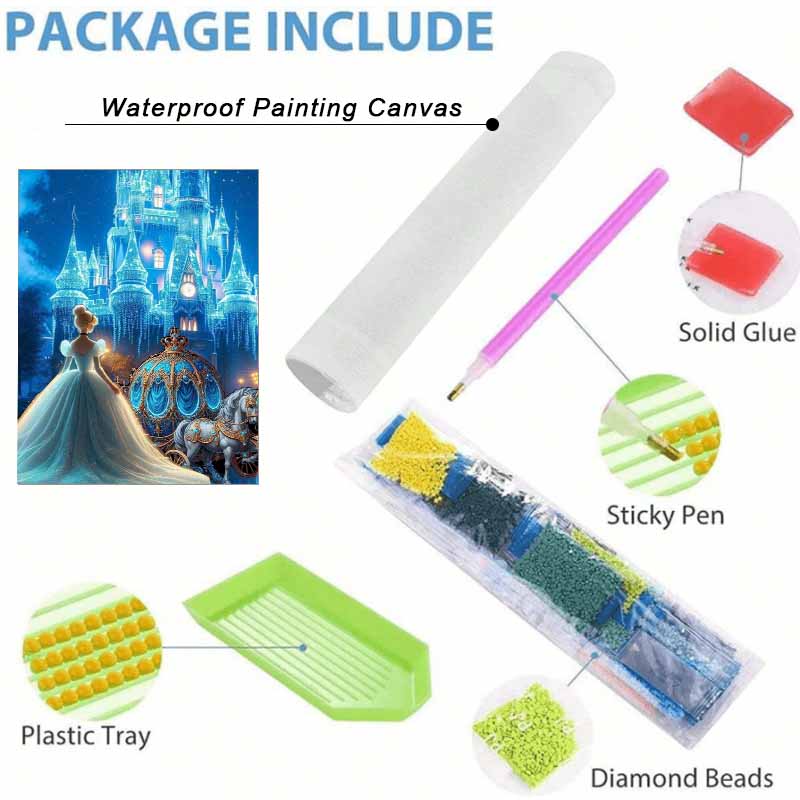 Disney 5d Diamond Painting Full Diamonds Diy Cinderella's Carriage Diamond Embroidery Decorative Painting Ornaments Living Room
