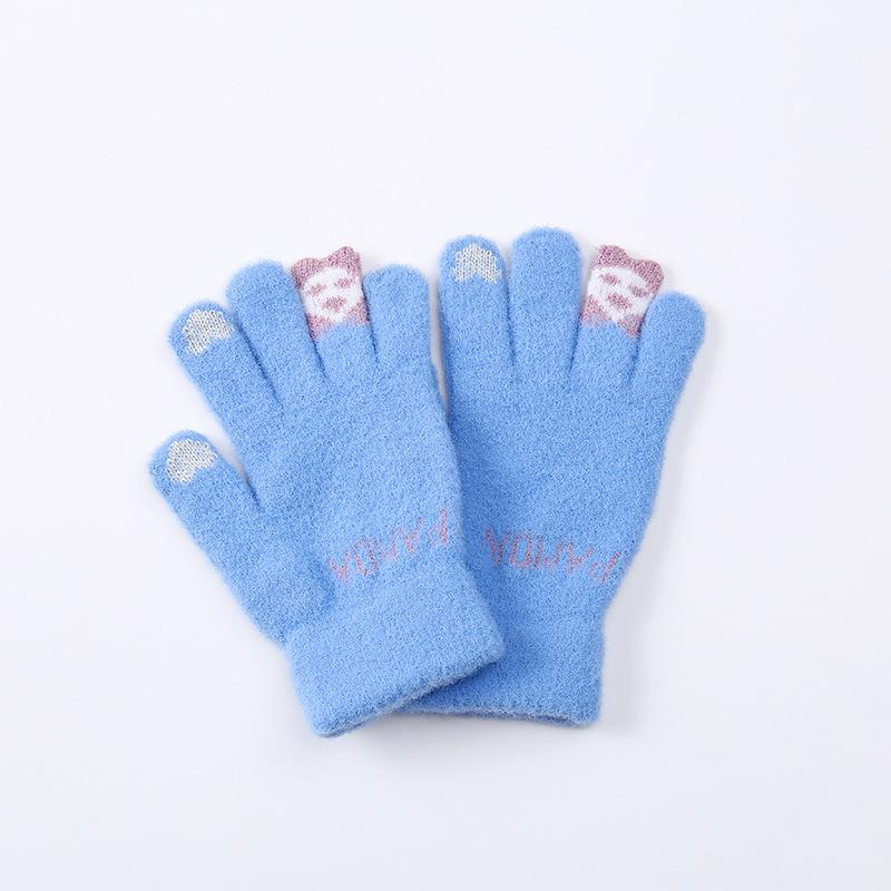 Jacquard Imitation Mink Fingertip Bear Touch Screen Fashion Warm Winter Gloves Cartoon Cute Split Finger Touch Screen Hand