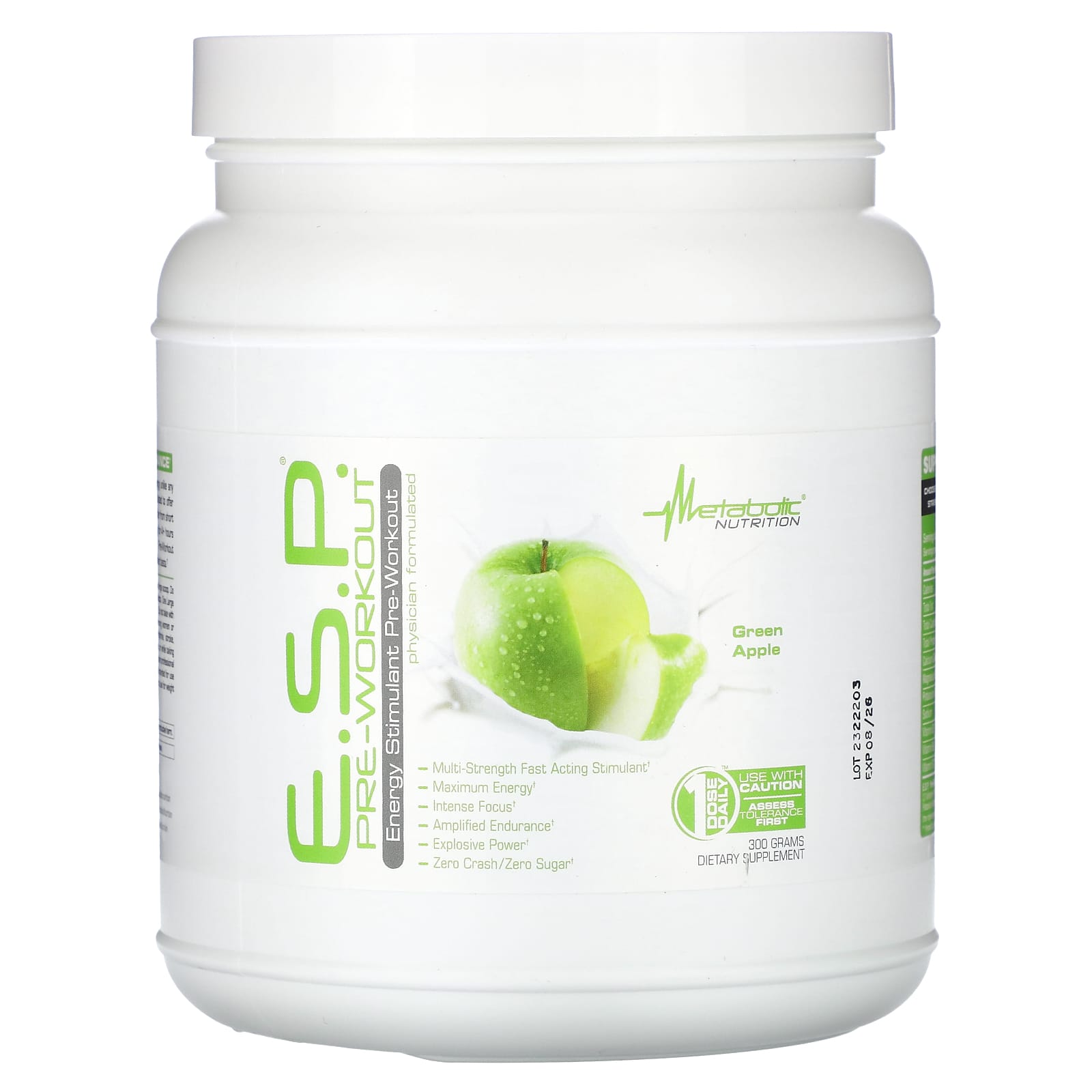 

Metabolic Nutrition, ESP Pre-Workout Supplement, Green Apple, 300 g