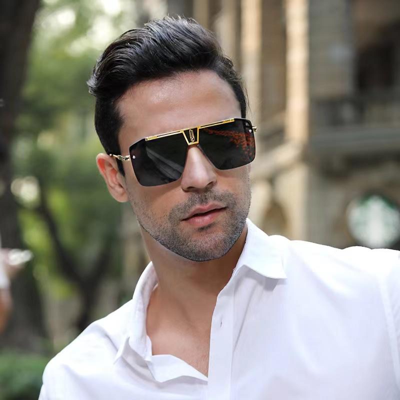 Vintage Brand Design Oversized Rimless SunUV Protection Glasses Men and Women Classic Style Gradient Square Sun UV Protection Glasses Trendy for Fe