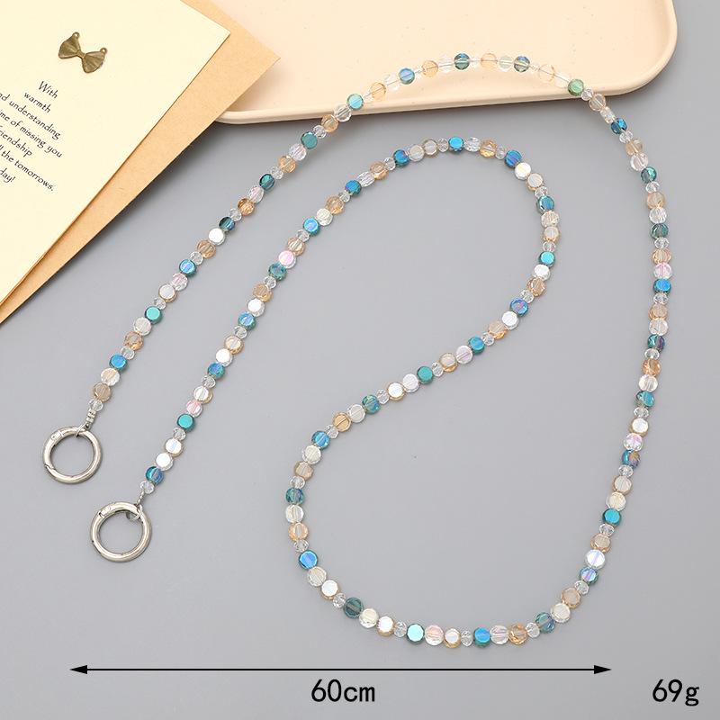 Handmade Pearl Crossbody Phone Case Lanyard with Beaded Charm