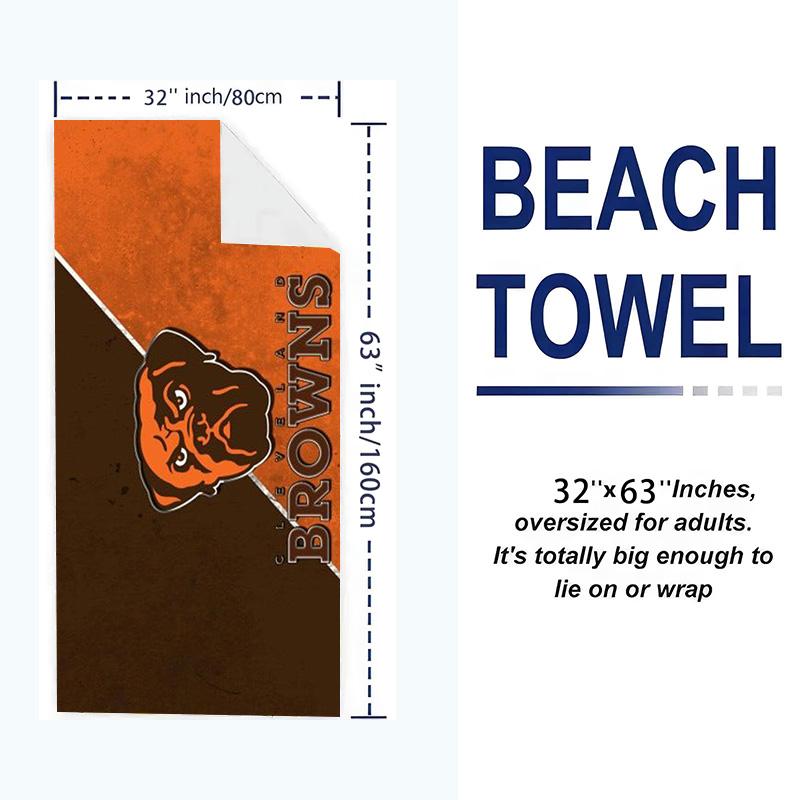 Cleveland Browns Logo Print Beach Towel, Large Soft Quick Dry Towel for Beach Camping Swimming
