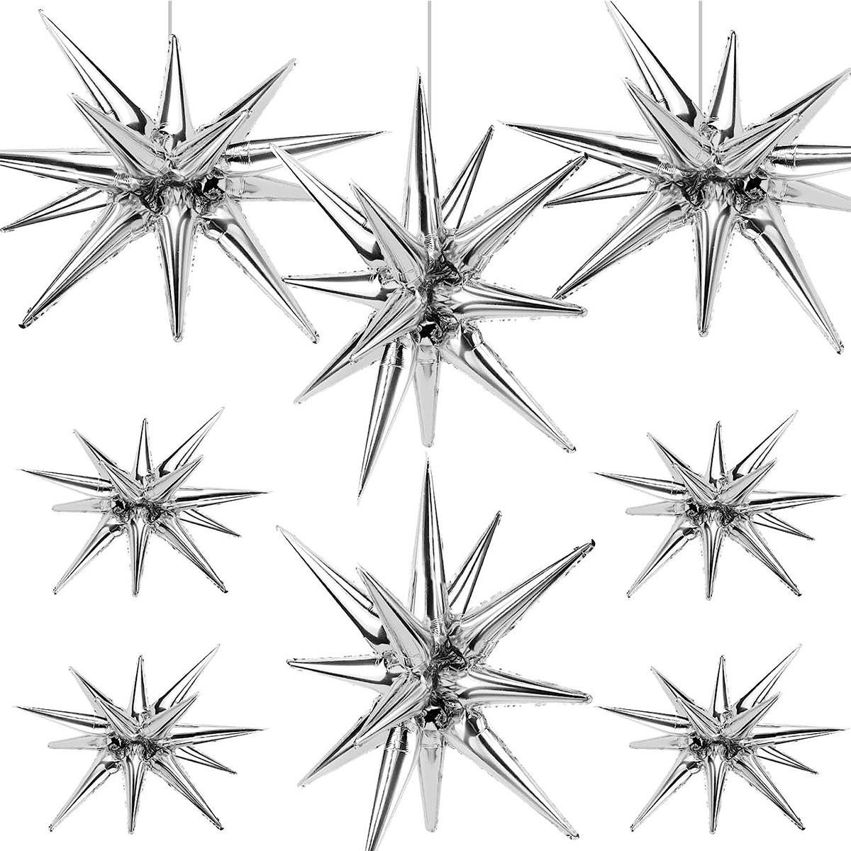 

8Pcs Star Balloons Huge Silver Explosion Star Aluminum Foil Balloons for Birthday Wedding Party Disco Party Decorations Supplies Other срібний