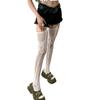 Women Subculture Fishnet Mesh Thigh High Stockings Sweet Heart Patterned Hollowed Garter Belt Pantyhose Suspender Tights