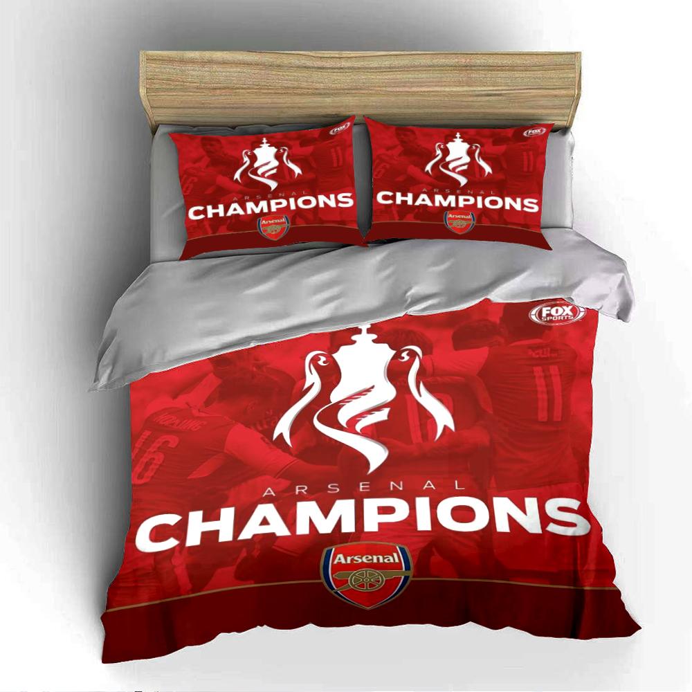 Arsenal Champions Red Set Bedding Duvet Cover Set Duvet Cover Pillowcases Home Decor (1 * Duvet Cover 2 * Pillowcases, without duvet insert)