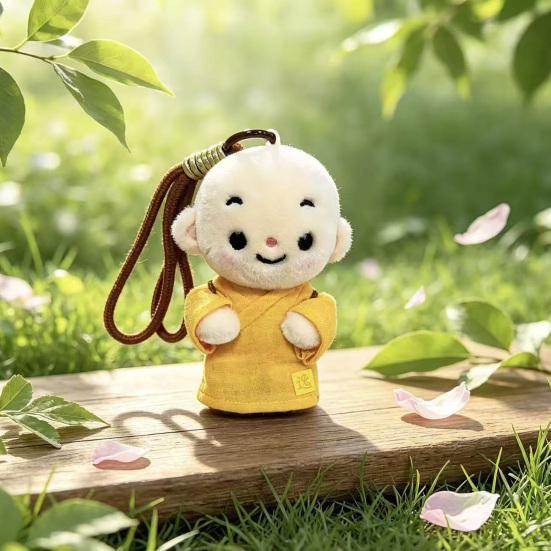 Cute Buddhist Monk Plush Keychain Cartoon Little Monk Stuffed Animal Pendant Zen Figure Key