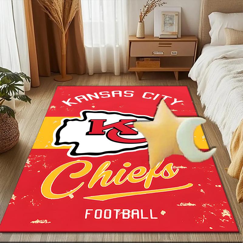 Kansas City Chiefs Pattern Rug Game Carpet, Floor Mat for Bedroom Living Room Entryway Rug, Home Decor Idea Gift for Christmas birthday