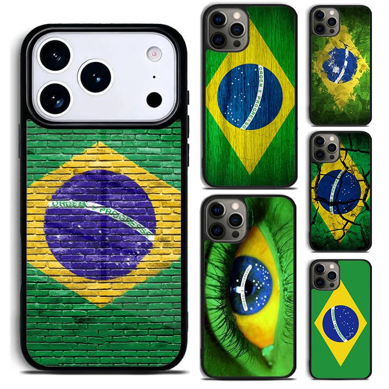 Brazil Flag Phone Case For iPhone 17 16 15 14 13 12 11 Pro Max Plus 17Air Soft Silicone Cover
