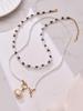 Elegant 18k Gold-Plated Stainless Steel Necklace with Imitation Pearl Beads and OT Clasp