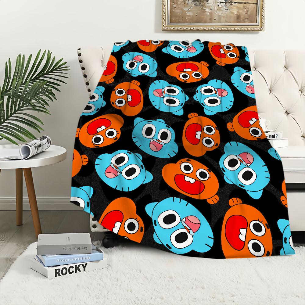 cartoon funny art Flannel warm soft plush blanket sofa living room hogar of G-gumball bedroom W-world travel gift home A-Amazing