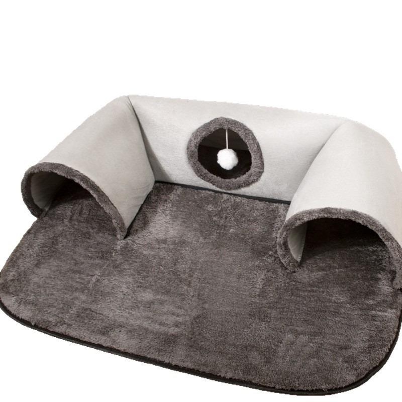 Four Seasons Available Hide Seek Cat Interactive U-shaped Cat Tunnel Cat Bed Cat Channel Removable Washable Anti Dirty Cat Nest S 55x75cm серый