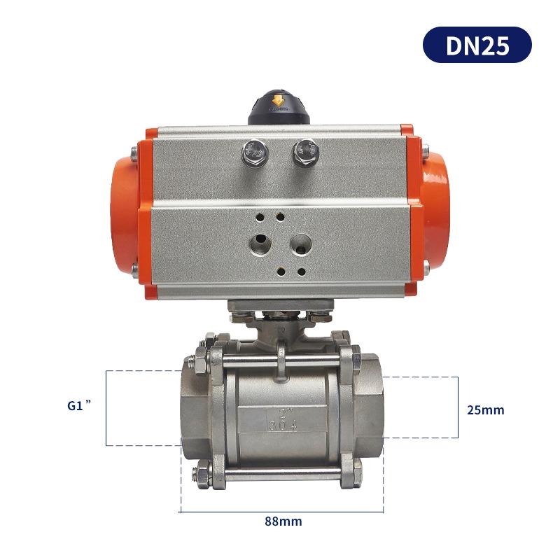 Pneumatic 304 Q611F-16P Stainless SteelThreaded Ball Valve Pneumatic Three-Piece Ball Internal Thread Valve DN15 DN20 DN25 DN32