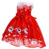 Vestido de Piano de Cetim de Desenho Animado de Natal Europeu e Americano para Meninas