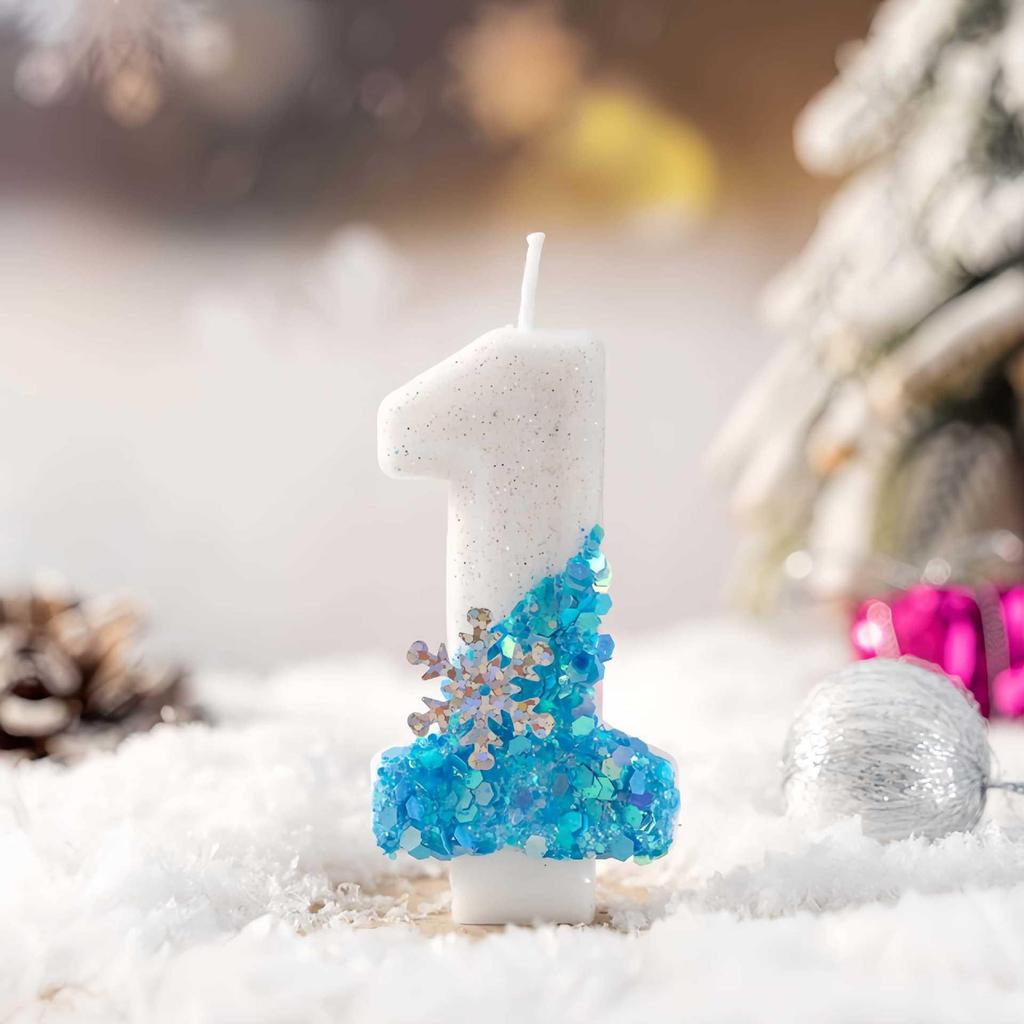 Creative Snowflake Number Birthday Cake Candles - Hot-selling Party Decoration.