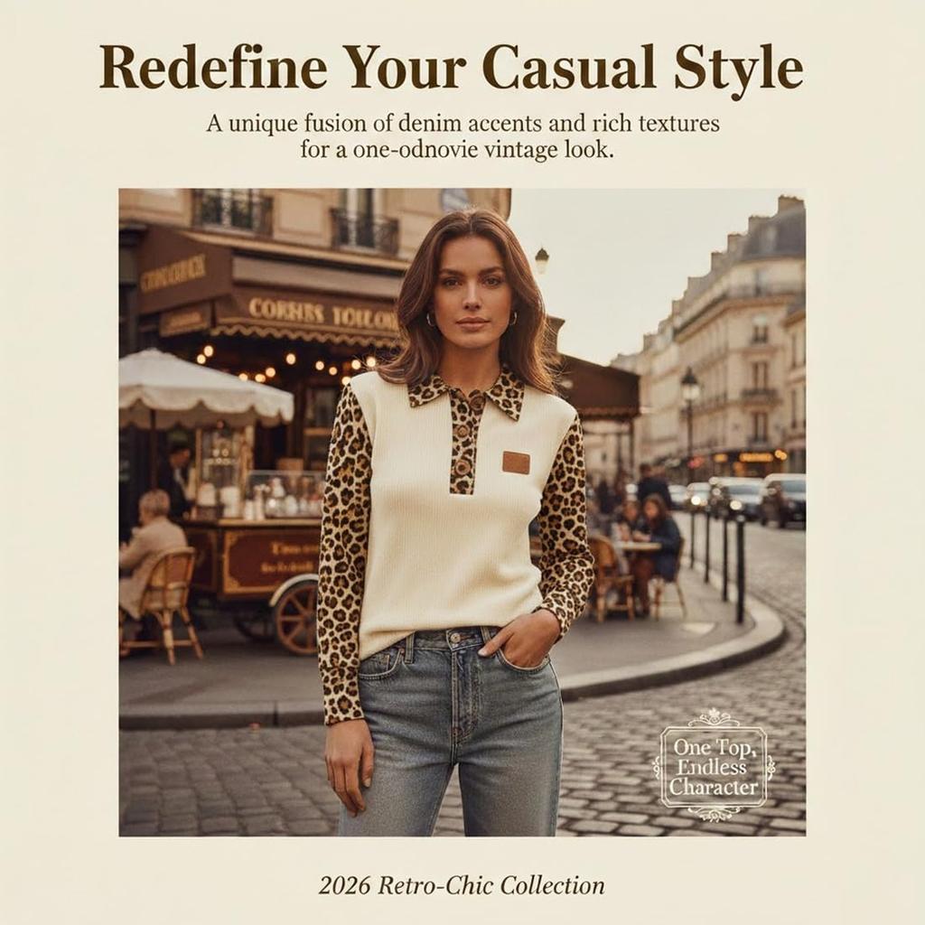 Women's Vintage Print Loose-fitting Long-sleeved Top