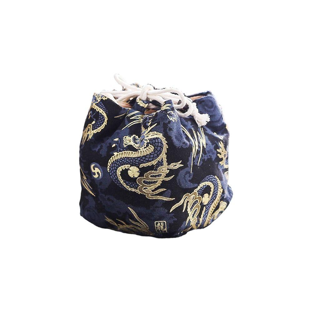 Canvas Chinese Style Handbag Cloud Square Flower Wrist Bag Elegant Tea Set Storage Bag  Streetwear