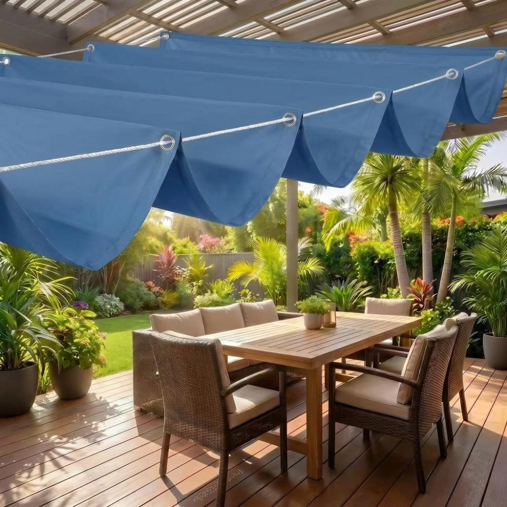 UV Protection Wave Retractable Sun Shade Canopy Waterproof Garden Sunshade Net Pergola Frame