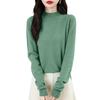 Women's Fashion Flat-Knit Half-Turtleneck Pullover Sweater Solid Color Long-Sleeve Top