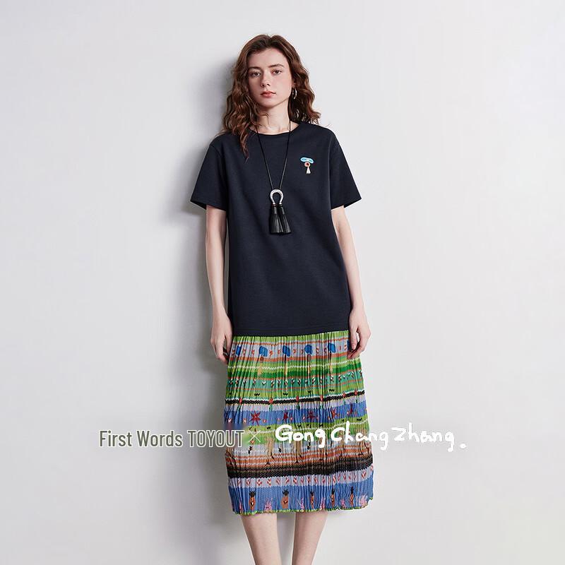 Chuyu Summer 2026 Artistic Patchwork T-Shirt Dress L