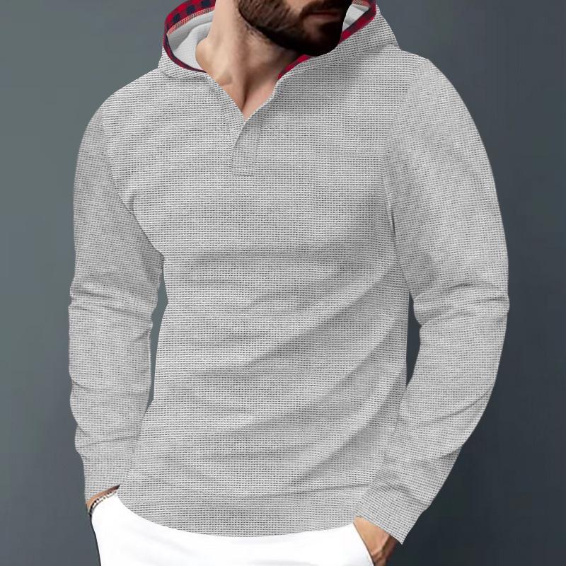 Men's Cross-border Casual Sports Hoodie - Waffle Knit, Long Sleeve, Plus Size for Autumn/Winter