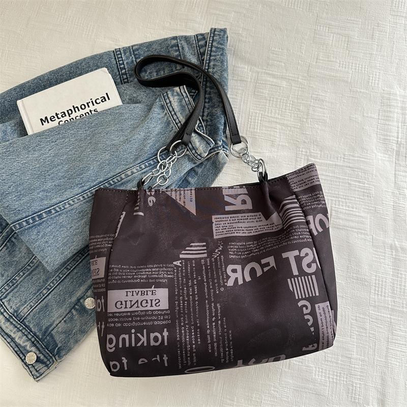 Fashion Trend Shoulder Bag Women's 2025 New Personalized Printing Large-capacity Tote Bag Simple Underarm Bag