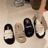 Stylish Casual Rhinestone Slippers Women's 2025 New Outer Wear One-word Fluffy Mop Autumn and Winter Wear Warm Thick-bottomed Cotton Mop
