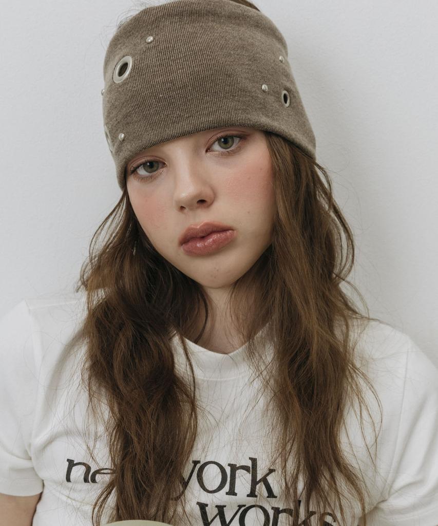 Newyorkworks Metal Eyelet Wide Hair Bandana_Brown